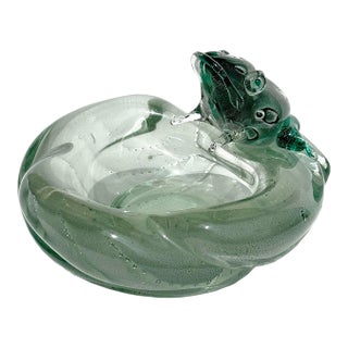 Alfredo Barbini VAMSA Murano Mid-Century Modern Studio Art Glass Sfumato Frog Bowl For Sale