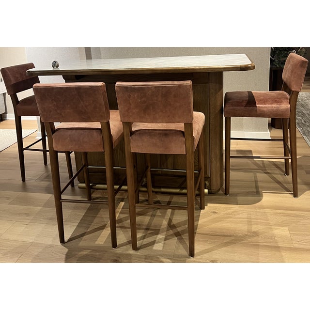 Ballard Designs Cocktail Bar in Oak and Carerra Marble, Attributed For Sale - Image 4 of 5