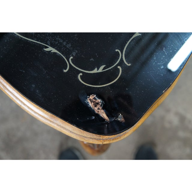 Antique Italian Baroque Venetian Walnut Burl Black Top Glass Dining Table Desk For Sale - Image 10 of 18