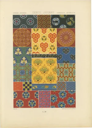 After Racinet, Chinese & Japanese Textile Pattern Print with Geometric Designs, 1869, Print