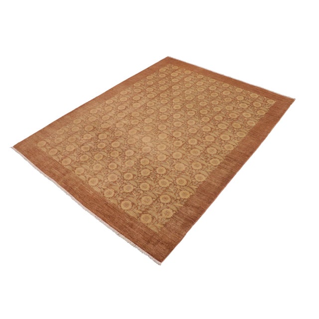 Transitional Oriental Ziegler Nude Tan Hand-Knotted Wool Rug - 9'0'' X 11'9'' For Sale - Image 3 of 8