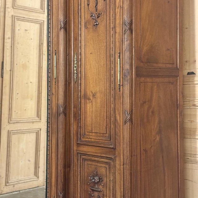 19th Century French Louis XVI Walnut Triple Armoire For Sale - Image 12 of 18