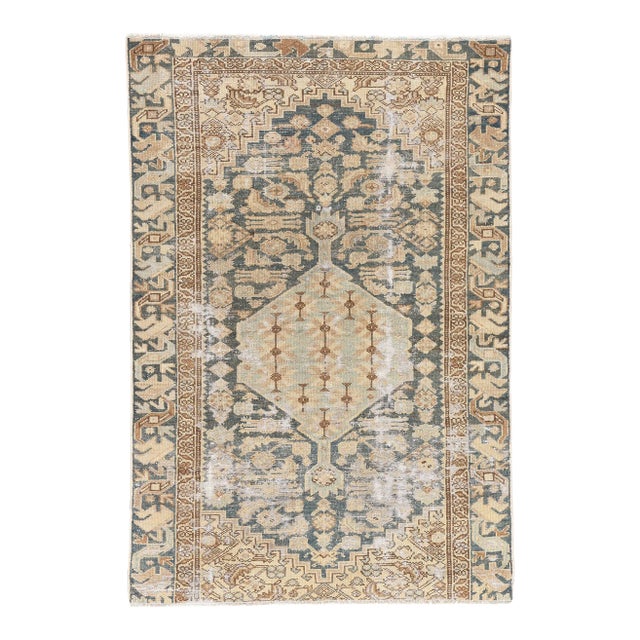 Early 20th Century Antique-Worn Persian Malayer Rug - 03'09 X 05'06 For Sale