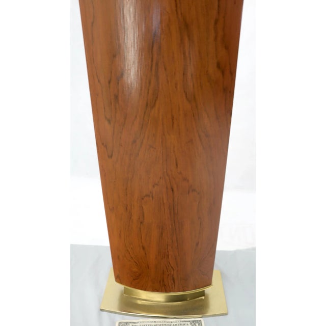 Cinnamon Brass and Rosewood Boat Shape Base Table Lamp For Sale - Image 8 of 10