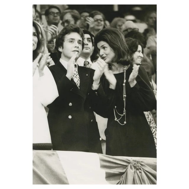 Jackie Kennedy with Family, Black and White Photograph, 1970s For Sale