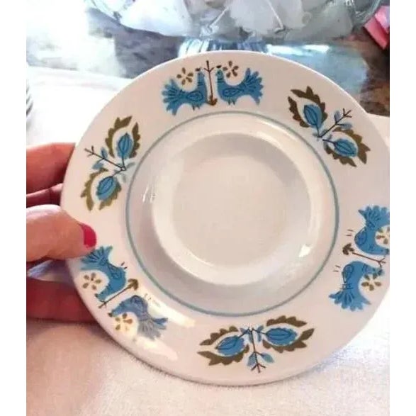 5 MIKASA Saucer Plates Mediterranean BLUE BIRD Mid Century 4026 Vintage Rare! Vintage MIKASA Mediterrania BLUE BIRD SAUCER...
