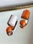 Vintage 1960s Mod Geometric Clip on Earrings Orange White, Attributed to Pierre Cardin, A Pair For Sale In New York - Image 6 of 12