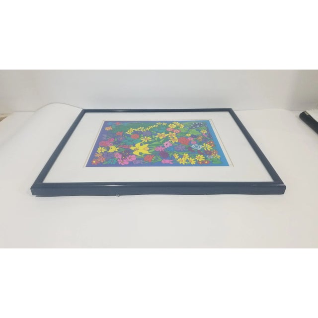 American 1990s Artist Signed Floral Print, Framed For Sale - Image 3 of 8