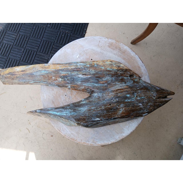 Wood Vintage Old Driftwood Painted Folk Art Fish Wall Hanging For Sale - Image 7 of 7