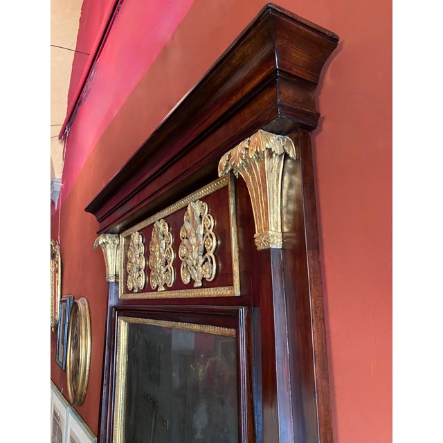 Italian Empire Mahogany and Parcel Gilt Console with Mirror and Carrara Marble Top For Sale - Image 12 of 18