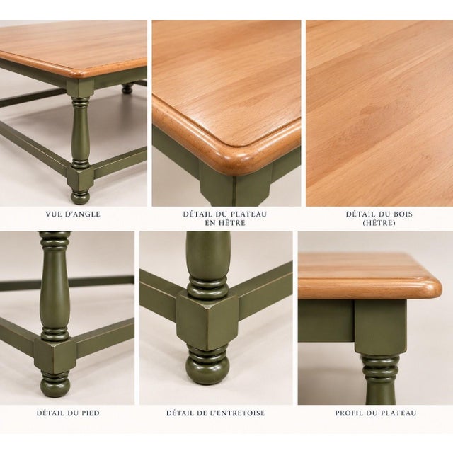 Louis XIII Coffee Table in Beech, 1980s For Sale - Image 3 of 5