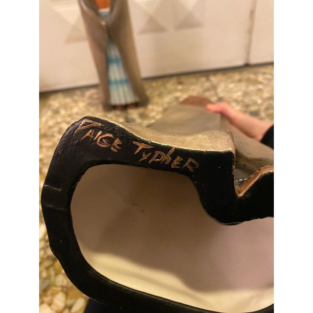 Vintage Hand Painted Ceramic Statues - Set of 2 For Sale - Image 9 of 9