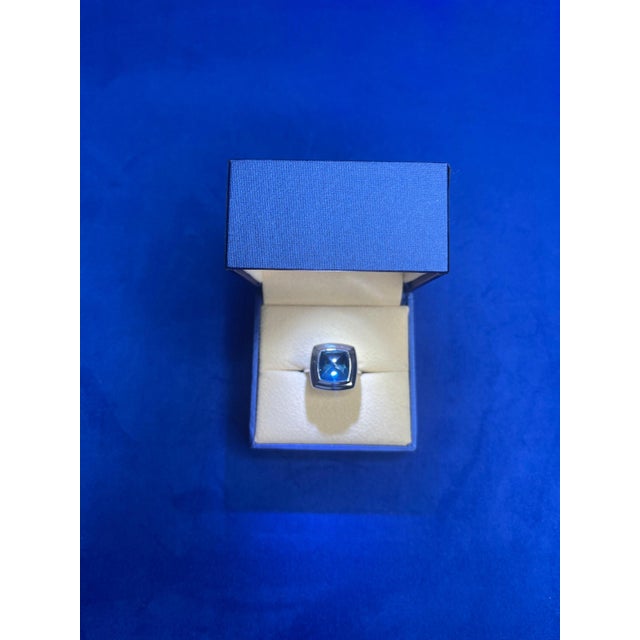 Blue Blue Topaz Sugarloaf Cabochon Mountain Pyramid Cone Cocktail Statement Solitaire, Size 7 For Sale - Image 8 of 10