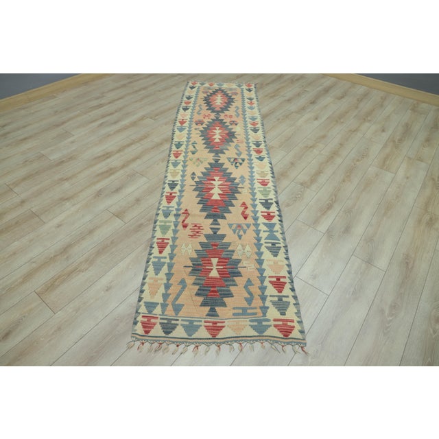 1970s Southwetern Style Handmade Beige Kilim Runner Rug For Sale - Image 10 of 10