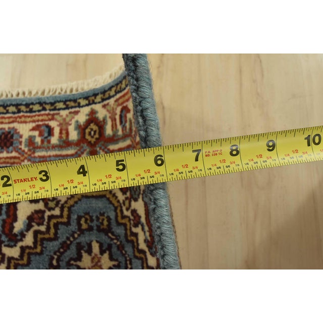 Heriz Runner 2’6” X 8′ Blue Wool Tribal Hand-Knotted Oriental Rug For Sale - Image 10 of 12