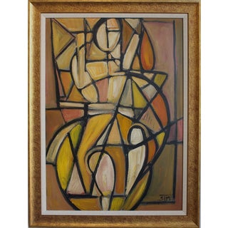 Postwar European Artist, The Vanguard Series Nr. XXI Abstract Composition, 1950s-1970s, Oil on Board, Framed For Sale