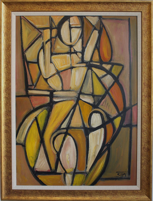 Postwar European Artist, The Vanguard Series Nr. XXI Abstract Composition, 1950s-1970s, Oil on Board, Framed