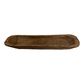 Vintage Wooden Oblong Dough Bowl For Sale