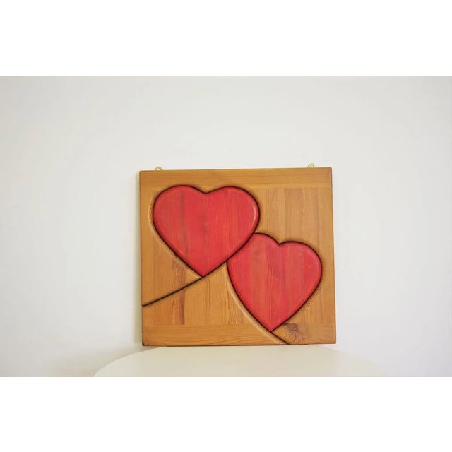 Red Handcrafted Painted Pinewood Panel, 1990s For Sale - Image 8 of 9