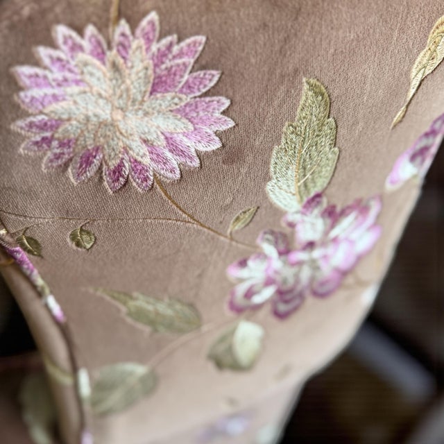 Vintage Custom Traditional English Cottage French Import Floral Velvet Armchair For Sale In Los Angeles - Image 6 of 6