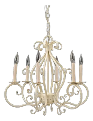 Modern Patinated White Wrought Iron Chandelier