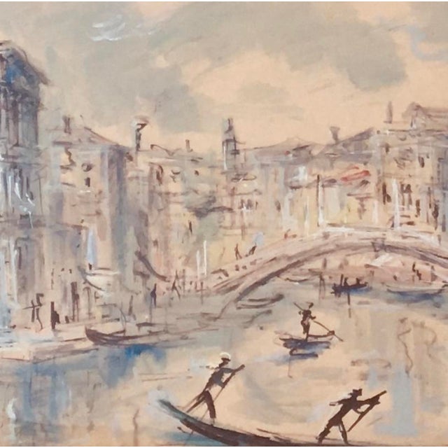 Bruno Martini, Gondoliers à Venise, Watercolor on Paper, Framed For Sale - Image 4 of 8