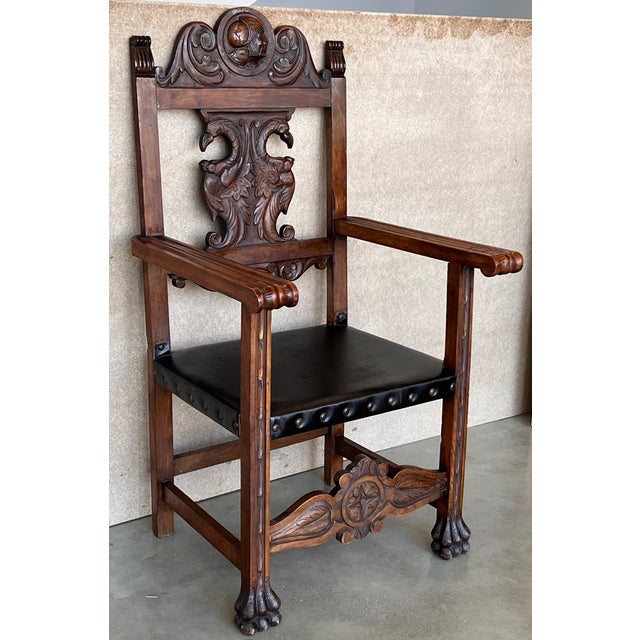 19th century carved walnut turned wood armchair. Perfect to place in your room or in your office with the table desk...