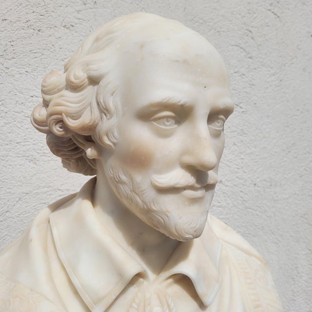 Shakespeare, White Bust, 1800s, Marble For Sale - Image 3 of 18