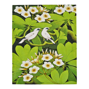 Flora Fauna Birds & Plumeria Acrylic on Canvas Painting