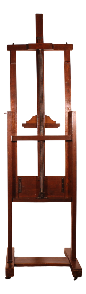 Oak and Walnut Painter's Easel with Worm Screw, 19th Century