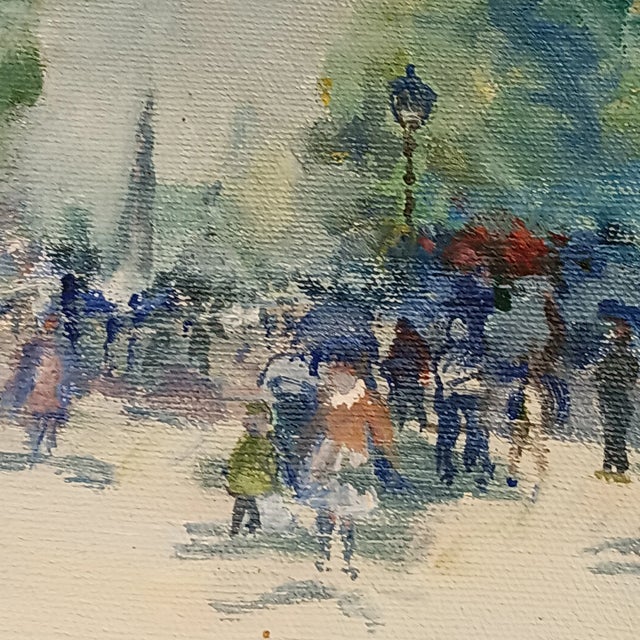 Purple VTG Street Scene #2 Impressonist Painting Purple Velvet Matt Silver Frame 1978 For Sale - Image 8 of 15