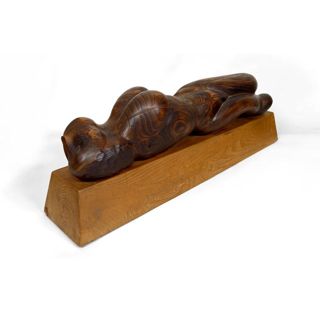 Brutalist Sculpture of Female Body in Cedar and Oak by Seillé M, France, 1970s For Sale - Image 9 of 17