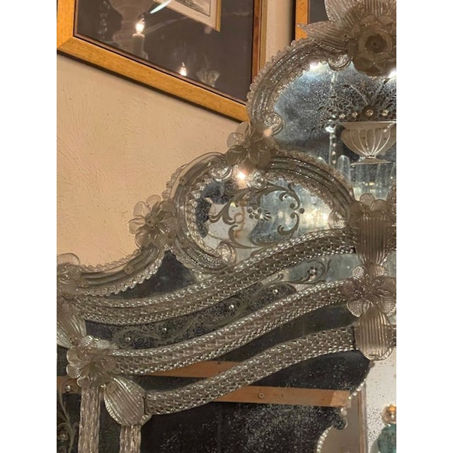Early 20th Century Antique Venetian Etched Glass Mirror For Sale - Image 5 of 9