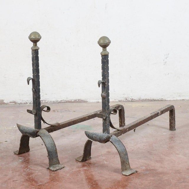 Cast Iron Fireplace Andirons, Set of 2 For Sale - Image 3 of 7