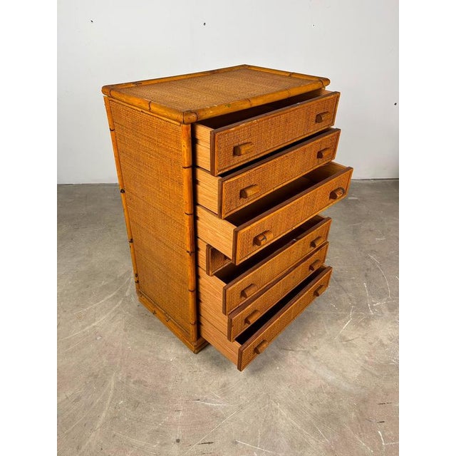 Bamboo and Rattan Chest of Drawers, Italy, 1960s For Sale - Image 4 of 10