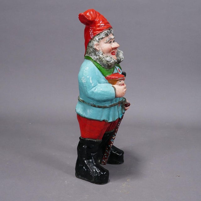 Large Terracotta Garden Gnome With Pipe, Germany Ca. 1920s For Sale - Image 6 of 6