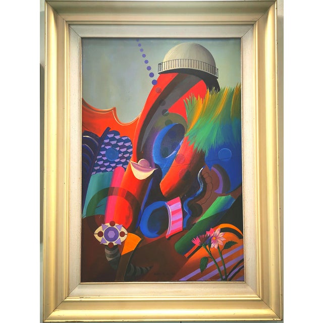 Walter Visioli, Fantastic World, 1975, Oil on Canvas, Framed For Sale - Image 4 of 4