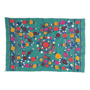 Late 20th Century Suzani Style Textile, Floral Earthy Tone, Colorful and Vibrant