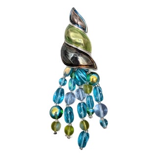 Vintage 1980s Signed Givenchy Enamel & Beaded Squid Brooch For Sale