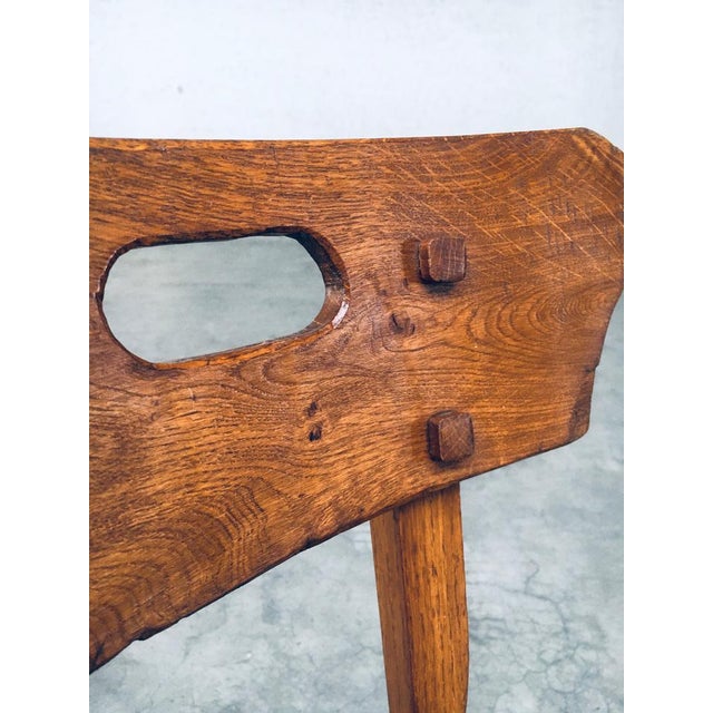 French Folk Art Rustic Dining Chair Set in Oak, 1940s, Set of 6 For Sale - Image 6 of 18