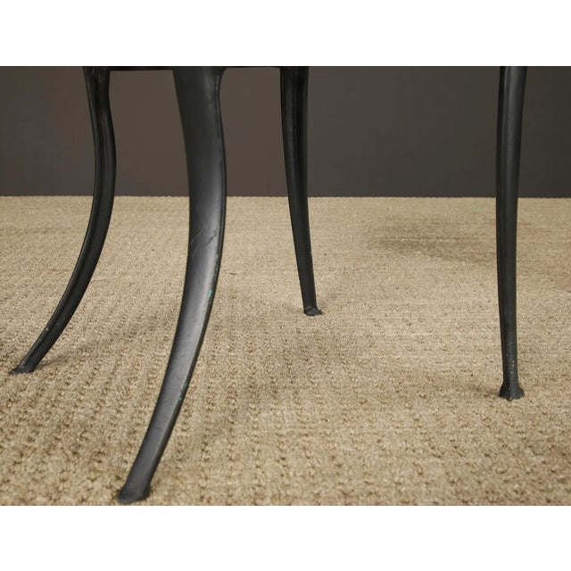 Set of 8 Vintage Metal Café Chairs, Tolix Style Industrial Dining Chairs, French Bistro Patio Chairs, Black & Green Metal Chairs For Sale - Image 10 of 14