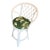Set of Three Coastal White Rattan Swivel Counter Stools Banana Leaves Upholstery For Sale In West Palm - Image 6 of 6