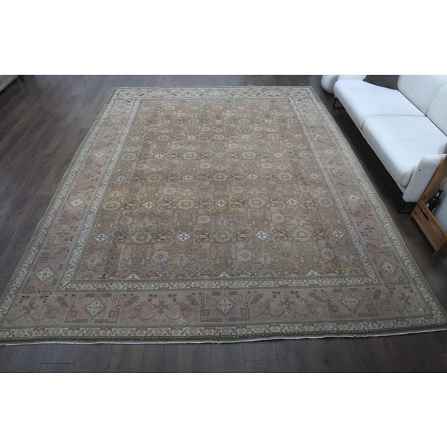 Persian 1970s Vintage Persian Handmade Wool Cotton Light Brown Area Rug For Sale - Image 3 of 11