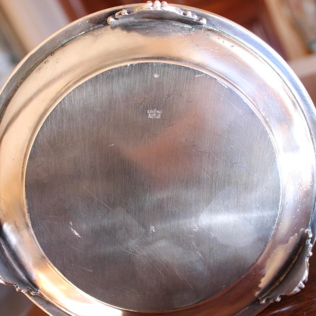 English Vintage Silver Plate on Nickel Biscuit Box For Sale - Image 10 of 10