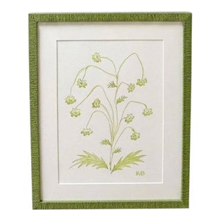 Original Graphite & Gouache Lime Botanical by Katie Binkley For Sale