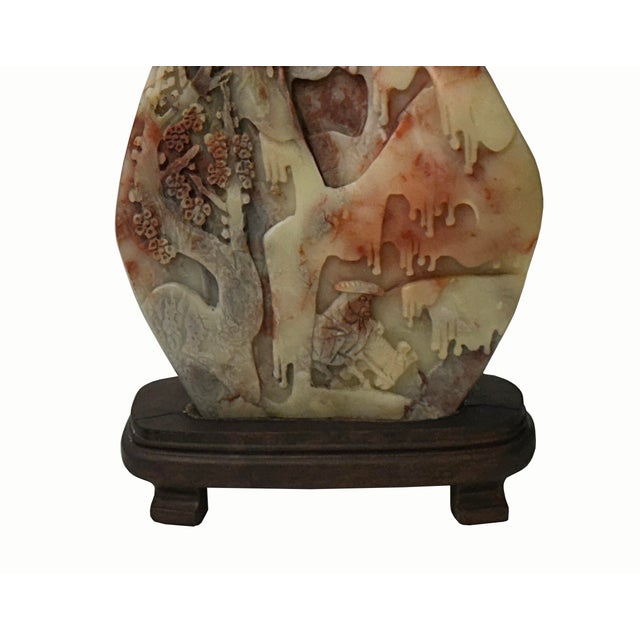 Stone Vintage Chinese Shou Shan Stone Tree Scenery Display Figure For Sale - Image 7 of 16
