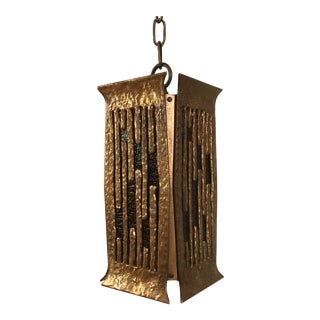 Brutalist Brass Pendant by Moe Bridges For Sale