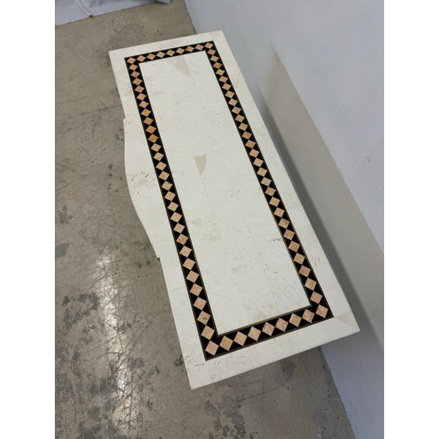 Mainland Smith Tessellated Stone With Brass Inlay Vanity, Console Table or Desk, 1970s For Sale - Image 10 of 11
