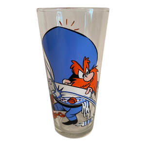 1976 Loony Tunes Yosemite Sam and Speedy Gonzales "Panning for Gold" Collectors Series Glass