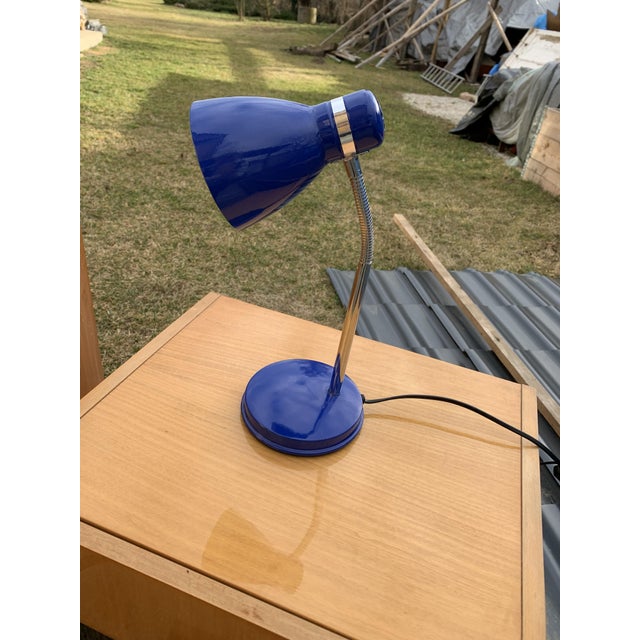 Blue Mid-Century Table Lamp, 70s European Plug (up to 250V).The wiring of this item may be original and might need...